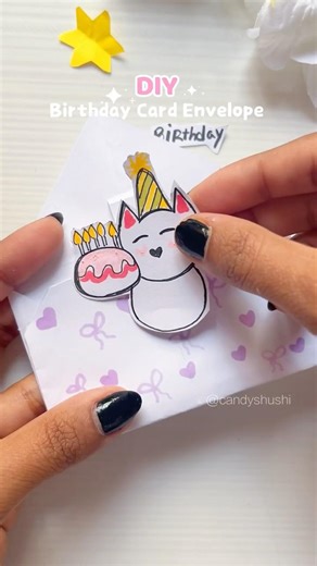 DIY Birthday Envelope Card🎂🎀😱 #art #craft #shorts #viral
