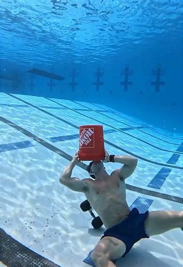 It may not be Saratoga Spring water, but it is the best way to start your morning. #underwater #deepend #fitness #breathwork #buckets #water #workout #hybrid #swim #training