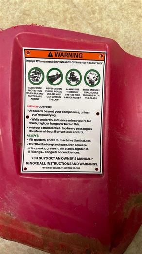 Funny ATV Warning Label Sticker | Parody Anti-warning Decal for Honda TRX 300 420 Rancher | Four Wheeler UTV Mud Ride | Warning Label Delete - Etsy Canada