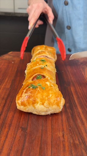 Puff Pastry Pork Tenderloin with Balsamic Brussels Sprouts | Robyn Q