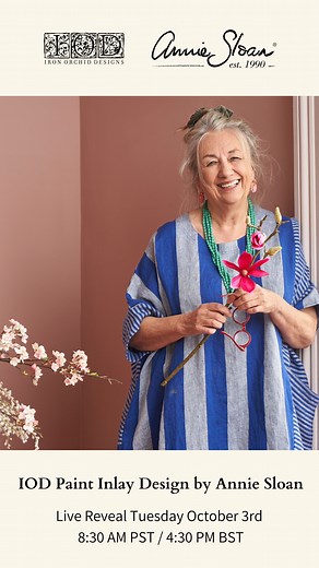 6.8K views · 158 reactions | Our IOD Paint Inlay design by Annie Sloan will be revealed live on our YouTube Channel or Facebook on Tuesday, October 3rd at 8:30 AM PST / 4:30 PM BST. We will be joined by special guest Jonathon Marc Mendes to demo the new inlay. Are you excited!? Jonathon Marc Mendes-Painted Love Annie Sloan #IODpaintinlay #anniesloan #DIYfurniture | IOD - Iron Orchid Designs | Facebook