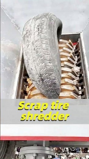 Waste Tires Shredded in Seconds! Tire Shredder Crushing Action – Unbelievable Power! #tireshredder