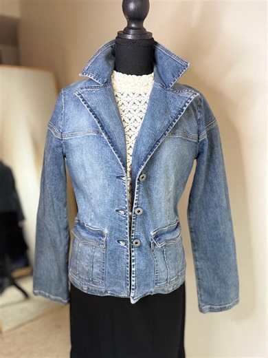 Vintage Guess Denim Jacket Women Medium | 90s Fitted Jean Jacket | Stretch Denim Blazer Style | Classic Blue Cropped Jacket - Etsy