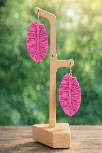 Hebrew Raffia Leaf Drop Earrings: YASHARAHLA Jewelry - Etsy