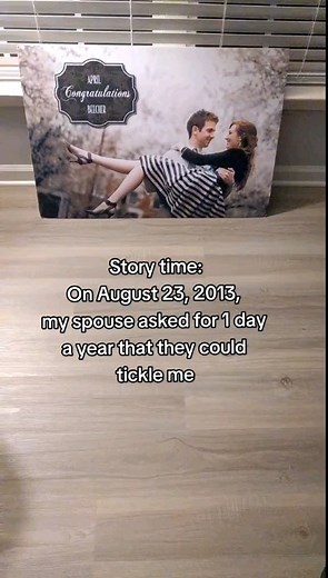 April Ajoy on Instagram: "A decade of tickles 😭🫠😂 also, that's the original sign they made our very first tickle day"