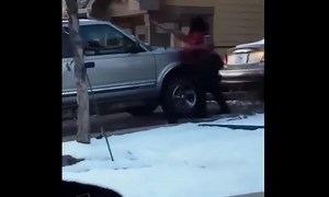 Instant Karma: Chick Bust Her A$$ While Busting Her Mans Car Up!
