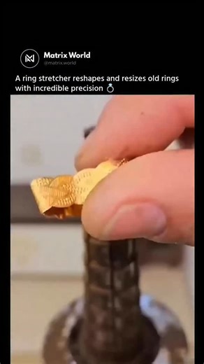 Matrix World on Instagram: "This clever tool is called a ring stretcher and reducer — a jeweler’s secret weapon for restoring worn or misshapen rings 💍✨. By applying slow, even pressure, it carefully widens or compresses metal without leaving marks. Too much force can crack a ring, too little won’t fix it — which is why skill and experience matter as much as the tool itself. It’s craftsmanship and engineering working in perfect balance. Follow @matrix.world Dm for credit/removal #JewelryCraft #