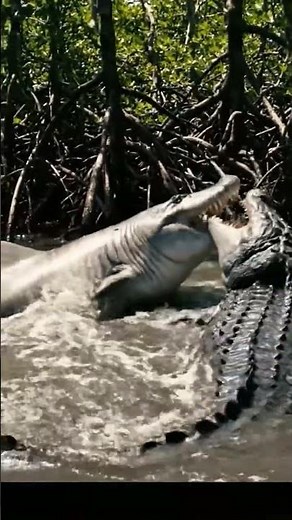 shark vs crocodile fight #wildlife