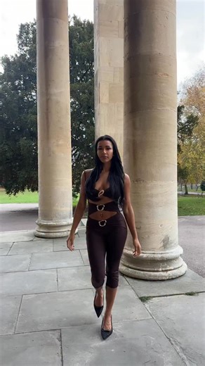 Izzy Fairthorne on Instagram: "@FashionNova ad Festival Cut Out Hardware Capri Stretch Jumpsuit - Chocolate"