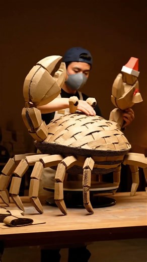 Unique New Year decor idea Handmade cardboard crab