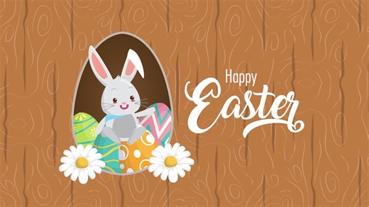 Happy easter animated card with rabbit and eggs painted | Premium Stock Video Footage