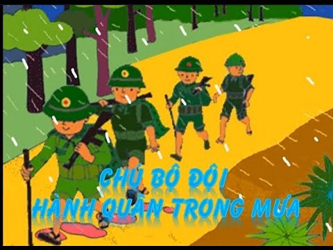 The soldiers marched in the rain.