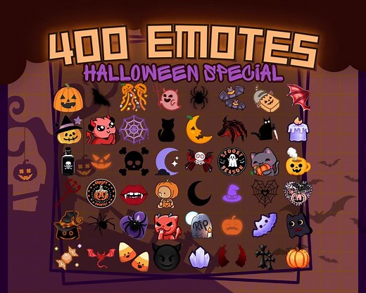 400 HALLOWEEN Emotes | Pumpkin, Graveyard, Devil, & Witch Themes | 4 in 1 | Animated, Phrases, Reactions, Decorations, Spooky! - Etsy