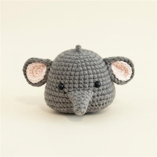 Handmade Elephant Crochet Keychain, Cute Grey & Peach 10cm Bag Charm, Unique Amigurumi Elephant Head, Lucky Animal Gift for Her - Etsy