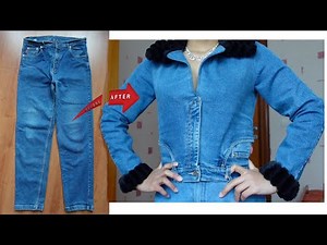 ASMR Sewing: How to Make a Jacket Out of Men's Jeans tutorial |DIY Denim jacket from an old Pants