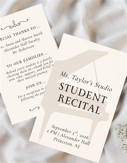 Modern Simple Piano Recital Program, Personalizable Template, Canva Digital Download - Etsy