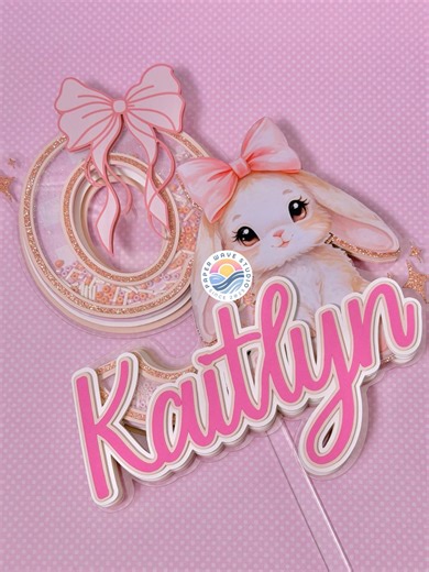 Custom Bunny Cake Topper With Pink Bow, Coquette Style Celebration Decoration - Etsy