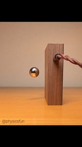 Buda Ball: my favorite powered levitation device- and the only system I know of that will suspend in a horizontal direction as seen in this video. A spherical magnet is pinned 1.5 centimeters from the surface of its hardwood base. Within the base is an innovative control system with adjustable electromagnet coils in a feedback loop with Hall effect sensors (I assume) which allow for fine tuning of a magnetic field to precisely balance the pull of gravity- even when the base is in a vertical orie