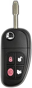 KeylessOption Key Fob Replacement for 2001 2002 2003 2004 2005 2006 2007 2008 Jaguar S Type XJ8 X Type Remote, 4-Button NHVWB1U241, Locksmith Required