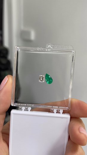 This may or may not be the perfect emerald and diamond combo ever! 0.83 carat natural emerald cut diamond, Approx F color VVS clarity The teardrop emerald is 1.81 carats, Colombian and bluish green in color Price for both gems and custom prong setting 18K $13,000 USD #emeraldring #emerald #emeralds #emeraldcut #cushioncut #jewelrylovers #jewelryaddiction #jewelryinspiration #teardrop #bespokejewellery #ringgoals #showmeyourrings #pearcut #engagementring #alternativebridal #gemstonejewelry #highj