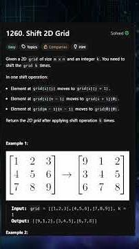 LeetCode 1260 in 30 Seconds | The 1D Mapping Trick! #shorts #leetcode #python #dsa #matrix
