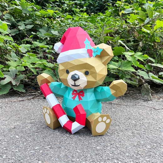 Christmas Teddy Papercraft PDF, SVG Template for Cricut Projects: Diy 3D Christmas Teddy Bear, Christmas Gifts, Paper Sculpture - Etsy
