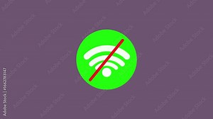 Animated WiFi offline no signal icon green screen network error alert warning technology motion graphics. WiFi no signal animation green screen internet offline network error alert warning. Stock Video