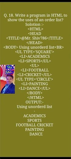 write a program in HTML to show the uses of an order list?