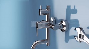 AmazonBasics Outdoor Shower Fixtures - Total Complete Shower Kit, Chrome Finish with SS304 Handheld High Pressure Shower Head, 2-Functions