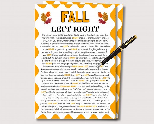 Fall Left Right Game, Autumn Party Games, Printable Autumn Game for Kids Adults, Pass the Gift Fall Activities Icebreaker, Pass the Prize - Etsy