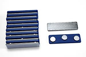 100 Pack Blue Magnetic Name Badges – Reusable Name Tag Holders with 3 Neodymium Magnets (8 mm × 2 mm) – Strong Clothing-Safe ID Badge Clips for Office, Events, Trade Shows, Staff and Conferences