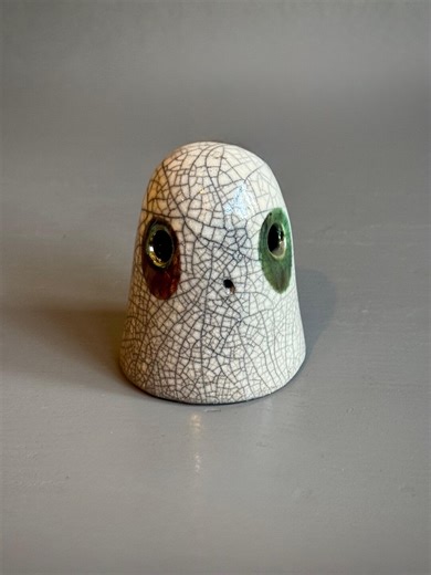 A Handmade Ceramic Mini Pottery Cute Ghost Decoration ~ Raku Fired ~ Glazed in White & Black Crackle - Etsy