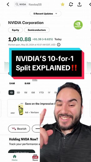 Nvidia 10-for-1 Stock Split EXPLAINED‼️#nvidia #nvda #nvdastock #nvidiastocksplit #stocksplit #invest #investing #stocks #stockmarket #invest #investing