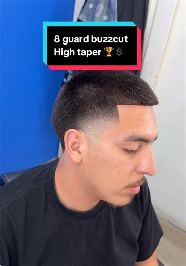 8 guard buzzcut with a high taper 🔥 I’m located in Stockton California 🏆💲 #viral #crispy #fyp #stocktonbarber #professionalpushback