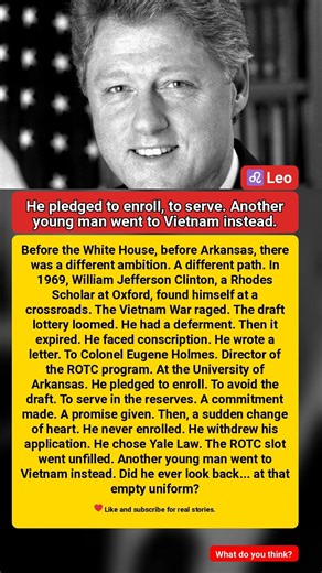 He pledged to enroll, to serve. Another young man went to Vietnam instead. #starstories #celebrity
