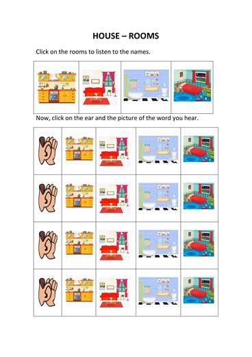 The rooms in a house worksheet