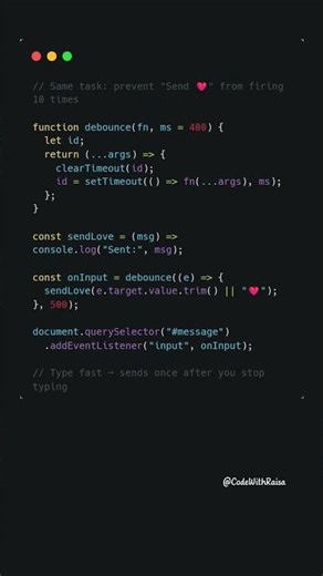 Stop double-sending your Valentine ❤️ (debounce in JavaScript) #coding #javascript #shorts