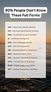 6.6K views · 17 reactions | 90% People Don't Know These Full Forms . . #FullForms #TechTrivia #Language #Science #Acronyms #LittleKnownFacts #InterestingFacts #Trivia | Gravetics | Facebook