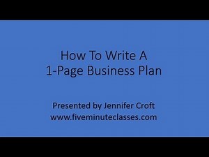 How To Write A 1 Page Business Plan
