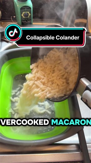 The collapsible colander is so convenient. Stretches to fit your sink and collapses for easy storage. Very affordable! #colander #strainer #kitchenhack #kitchenhacks #kitchenware