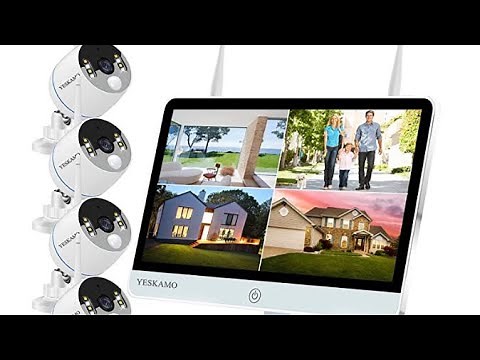 YESKAMO Wireless Security Camera System Outdoor 16” Monitor & Audio1080P WiFi Home Surveillance