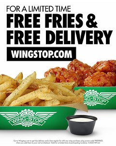 Now get Free Fries AND Free Delivery with any $15 order on wingstop.com. Promo code: FREEFRIES. Don't miss out! | Wingstop