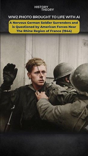 WW2 Photo Brought to Life: German Soldier Surrenders And Questioned by Americans Near The Rhine