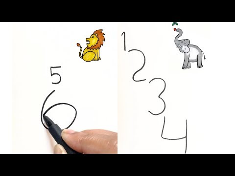 Easy Number Drawing for Kids | Draw Elephant & Lion with Numbers 1 to 6