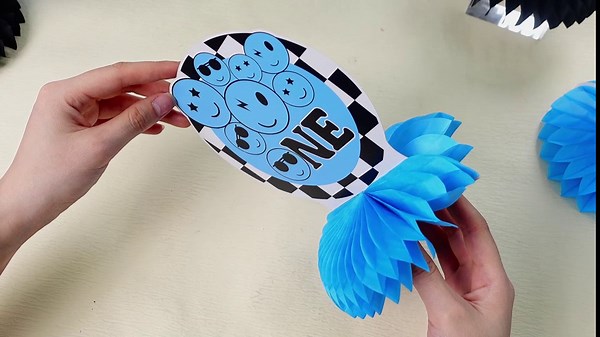 12 Pcs One Happy Dude Honeycomb Centerpiece Blue One Happy Dude 1st Birthday Party Decoration Birthday Centerpiece Table Decorations Smile Face Table Topper for Baby Shower Party