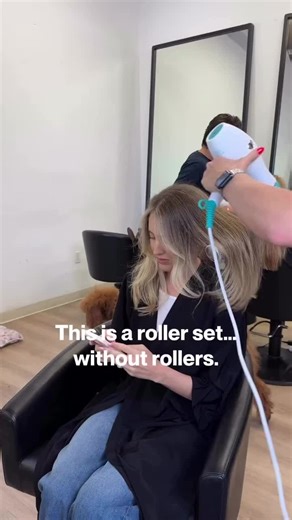 This is a roller set… without rollers. The blowout isn’t the first step. I curl the hair first with a smaller iron to build memory, bounce, and structure — the same concept as a roller or pin curl set. Then I go back in with my dryer and ceramic round brush to soften, reshape, and polish the finish. The result is movement that lasts, body that holds, and a blowout that doesn’t fall flat an hour later. Intentional prep makes the finish effortless. ✨ Learn with me: • Comment TOOLS for the exact dr