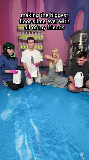 Making Big Slime on Floor with Friends