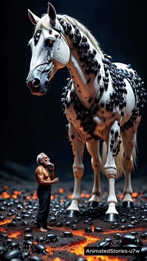 Horse covered in millions of black beetles saved by farmer #horse#animals #horse #treatment