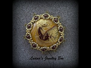 DIY Beading tutorial - Embedded cabochons using pearls, drops and seed beads