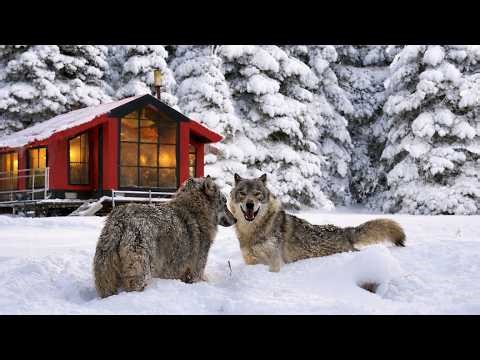 Camping in Deep Snow on a Trailer Pulled by a Tractor